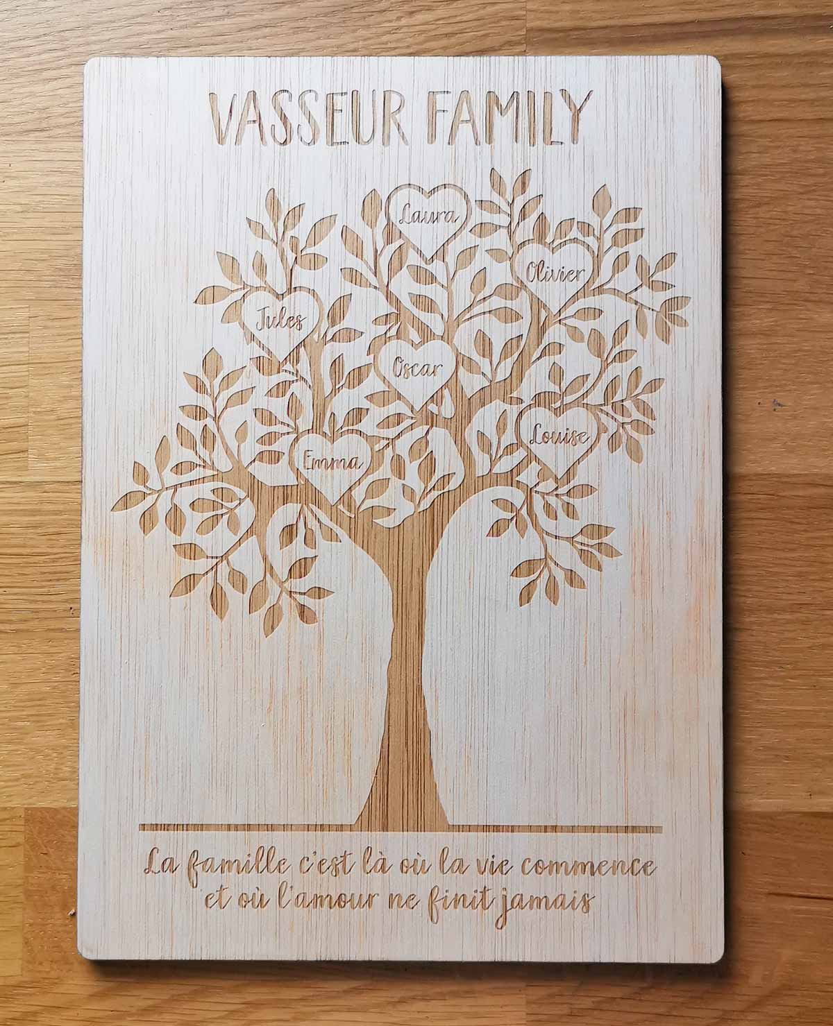 Tableau arbre de vie personnalisé, Famille, Prénom, Chêne
